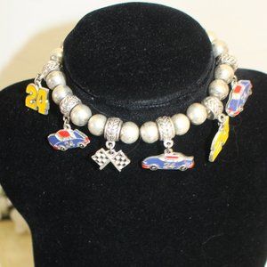 Vintage Jeff Gordon #24 Silver stretch charm bracelet